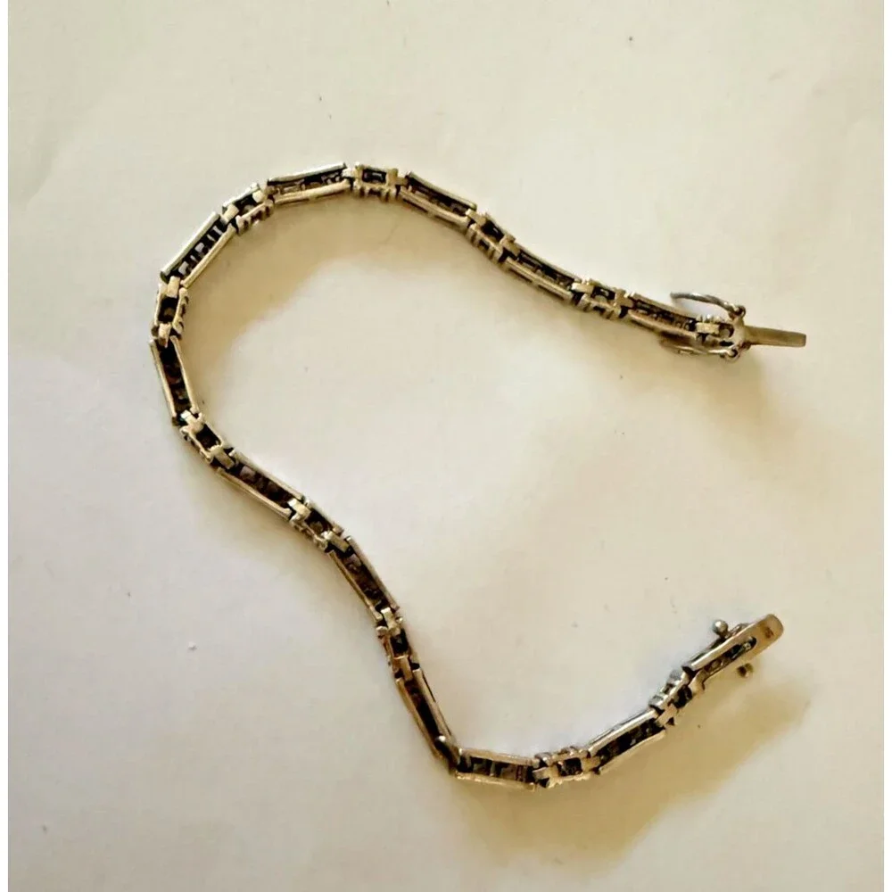 Sterling Silver 925 and Cubic Zirconia Bracelet with Greek Key Design 8